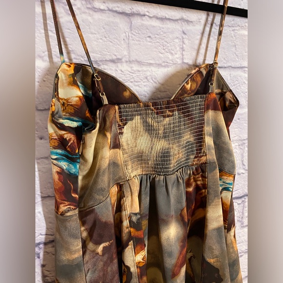 Urban Outfitters Orion Bustier Renaissance Printed Mini Slip Dress Size Large - Picture 10 of 10